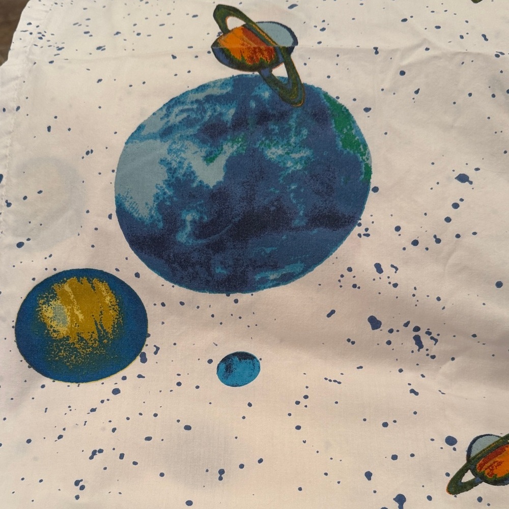 HomeTrends White Cotton Twin Blend Sheet Set Outerspace/Planets